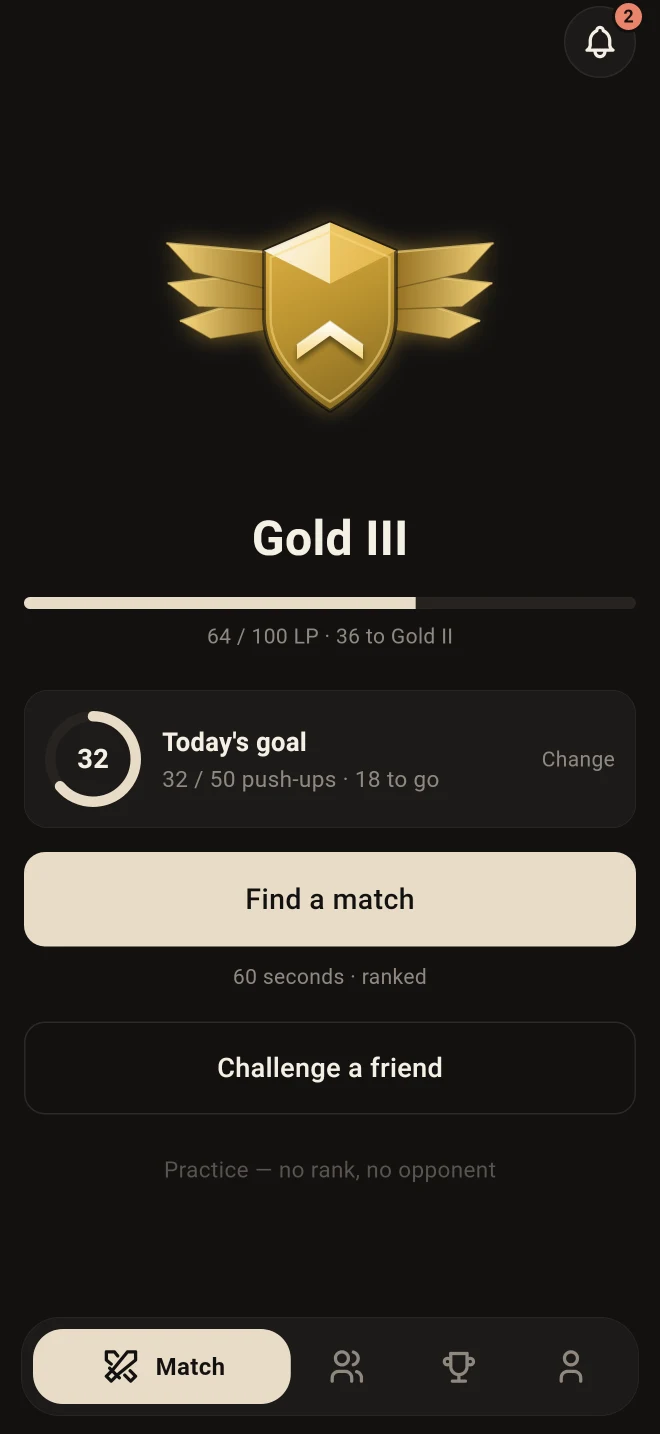 The match screen